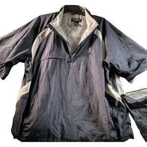 PGA TOUR Pullover Mens XL Black Tan Half Zip Golf Windbreaker Zip‎ off Sleeve